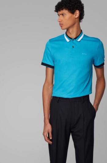 Hugo Boss Slim-fit polo shirt Turkis | IQsgExGw