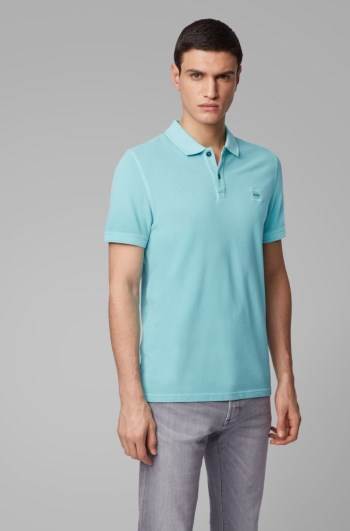 Hugo Boss Slim-fit polo shirt Turkis | U0HqrsNc