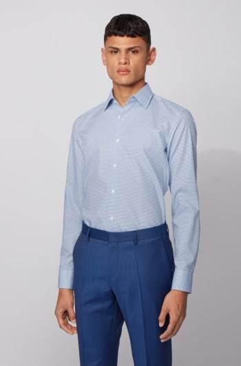 Hugo Boss Slim-fit printed shirt Blå | 0dPVDPwQ