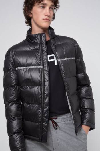 Hugo Boss Slim-fit quilted jacket Svarte | H1ErxeB0