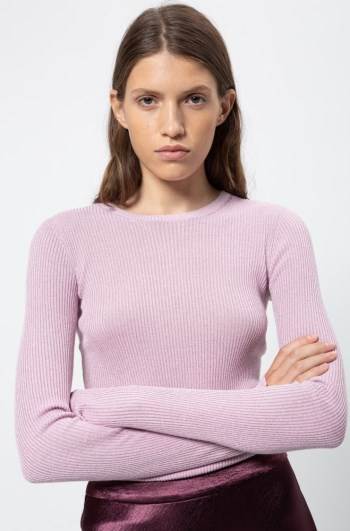 Hugo Boss Slim-fit rib-knit sweater Lyse Lilla | McW06OQS