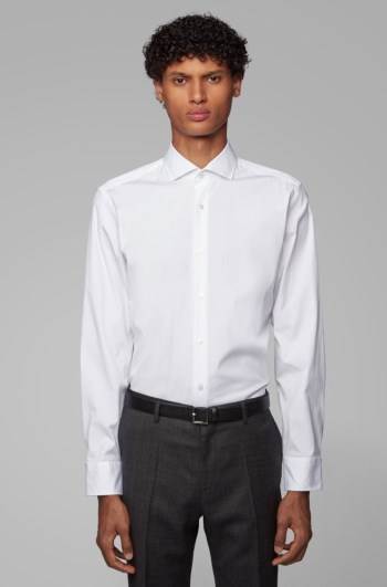 Hugo Boss Slim-fit shirt Hvite | 5kDIESUq