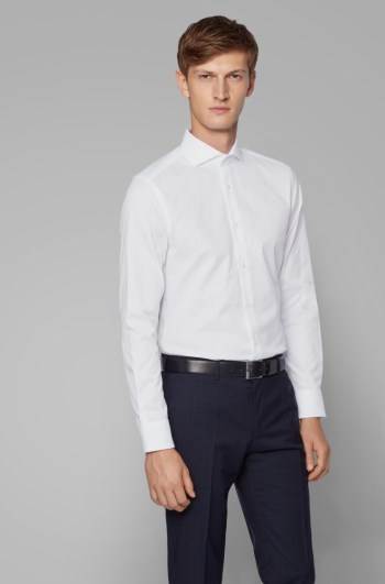 Hugo Boss Slim-fit shirt Hvite | 7GEfoN8w