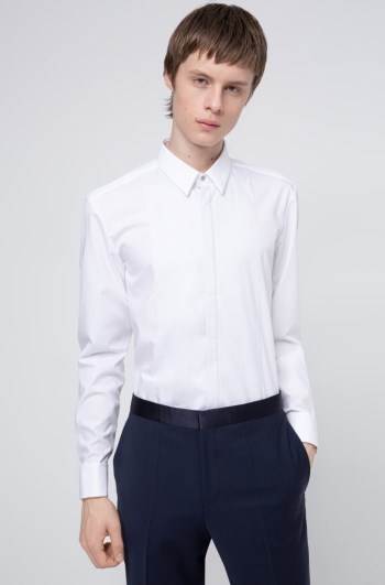 Hugo Boss Slim-fit shirt Hvite | YGilFi2N