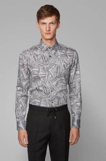 Hugo Boss Slim-fit shirt Hvite | vDXVOx5f