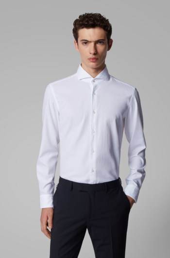 Hugo Boss Slim-fit shirt Hvite | yQ6rDUTB