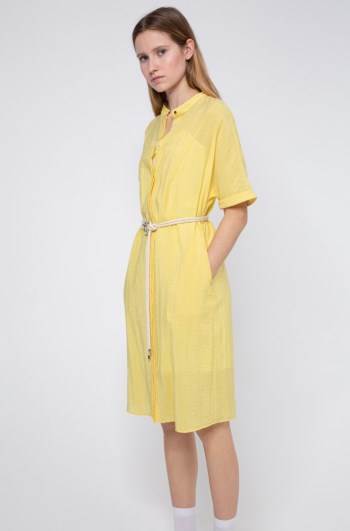 Hugo Boss Slim-fit shirt dress Lyse Gul | 9Fnvy236