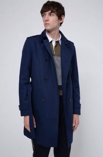 Hugo Boss Slim-fit trench coat Mørke Blå | KgqsSM5E