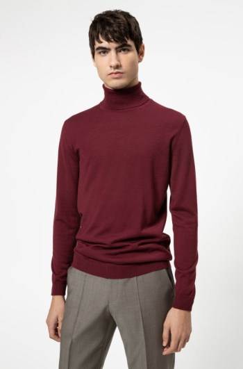 Hugo Boss Slim-fit turtleneck sweater Mørke Rød | RSANPsk8