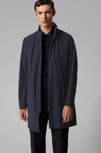 Hugo Boss Slim-fit water-repellent coat Mørke Blå | OxFvwL1M