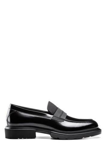 Hugo Boss Smooth-leather loafers Svarte | O5XF0Uwg