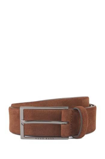 Hugo Boss Soft suede leather belt Brune | OJzQThO7