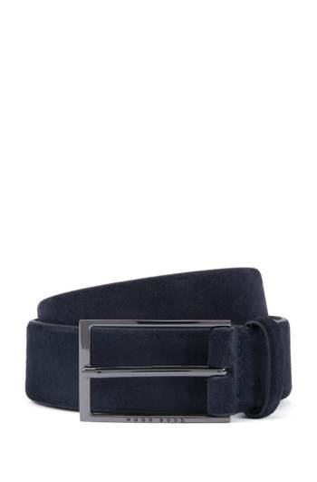 Hugo Boss Soft suede leather belt Mørke Blå | I1CNQ8pP