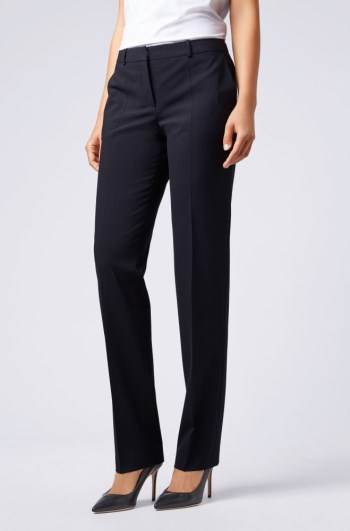 Hugo Boss Straight-leg business trousers Mørke Blå | 3YGr9ST5