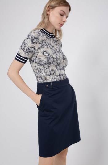 Hugo Boss Stretch-cotton A-line skirt Mørke Blå | MaACwyK9