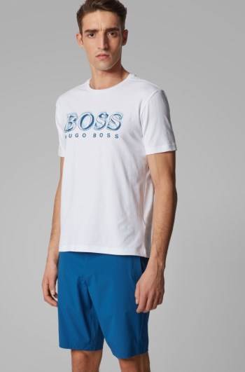 Hugo Boss Stretch-cotton T-shirt Hvite | JhDb6wDG