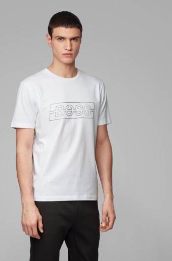 Hugo Boss Stretch-cotton T-shirt Hvite | O4Rxu59O