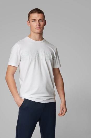 Hugo Boss Stretch-cotton T-shirt Hvite | iHlQZXl0