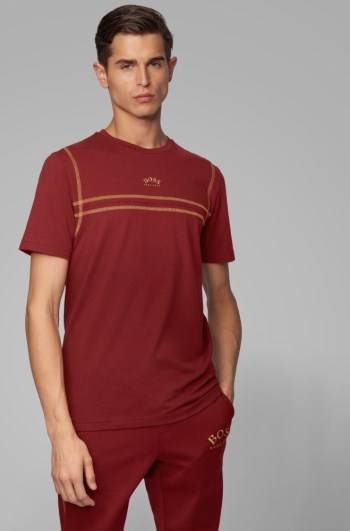 Hugo Boss Stretch-cotton T-shirt Mørke Rød | LC7Q2wh1