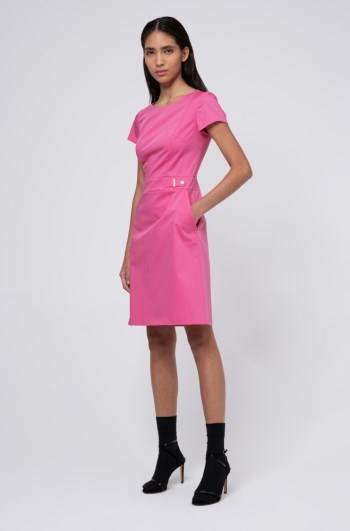 Hugo Boss Stretch-cotton shift dress Rosa | g4ssix4u