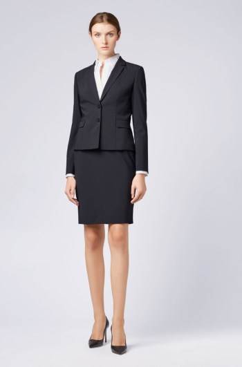 Hugo Boss Stretch wool slim-fit pencil skirt Mørke Blå | Q6JARna1