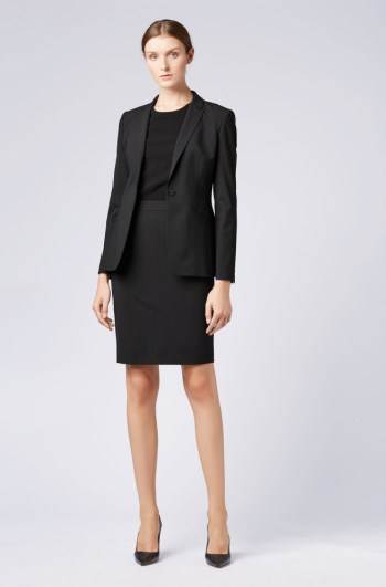 Hugo Boss Stretch wool slim-fit pencil skirt Svarte | oYkdt5sU