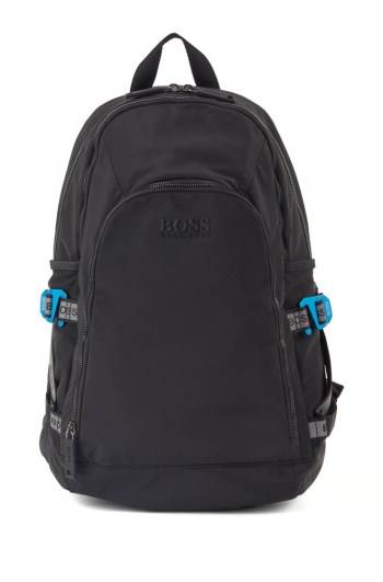 Hugo Boss Structured-nylon backpack Svarte | m6uesL0G