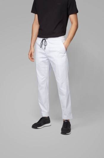 Hugo Boss Tapered-fit trousers Hvite | iKBvssUM