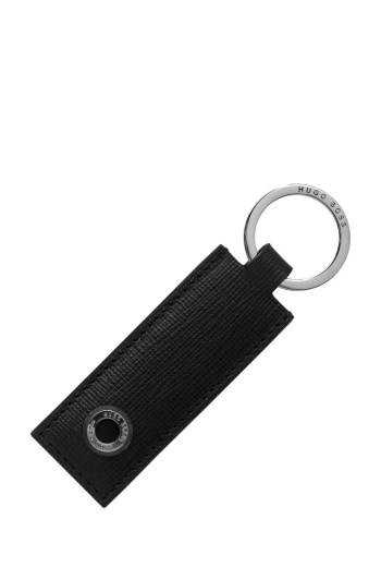 Hugo Boss Textured-leather key ring Svarte | nhvKiTDG