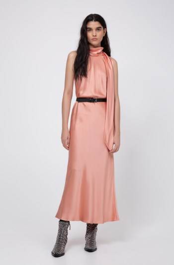 Hugo Boss Tie-neck evening dress Lyse Oransje | UJn75HcX