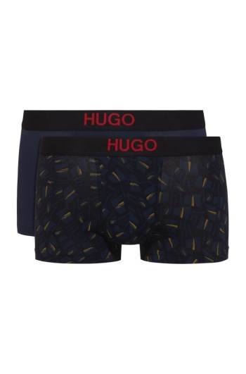 Hugo Boss Two-pack of printed and plain stretch-cotton trunks Blå | 2t5pZyON