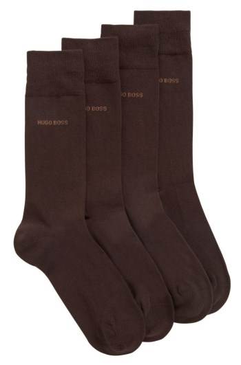 Hugo Boss Two-pack of regular-length cotton-blend socks Mørke Brune | woQ7w4yb