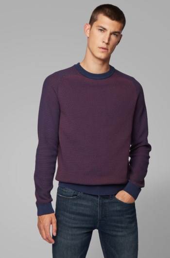 Hugo Boss Two-tone structured jacquard sweater Lilla | ki7AlfmQ