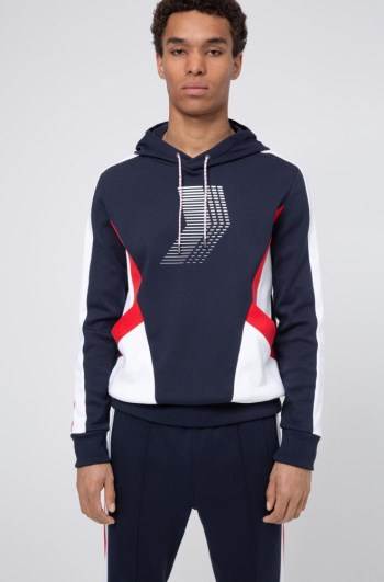 Hugo Boss Unisex hooded sweatshirt Mørke Blå | FUxLYjr3