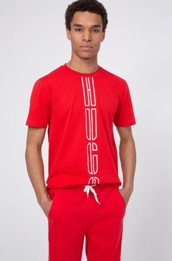 Hugo Boss Unisex logo-print T-shirt Lyse Rosa | SEEOCq08