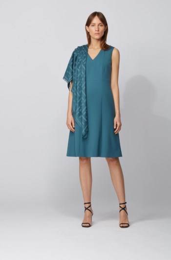 Hugo Boss V-neck dress Turkis | VdB2Og3K