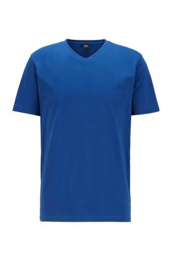 Hugo Boss V-neck logo T-shirt Mørke Blå | avxJJiKG