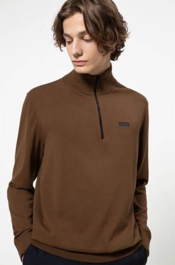 Hugo Boss Zip-neck sweater Brune | j1Nti4W4