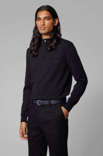 Hugo Boss Zip-neck sweater Mørke Blå | snZtHKRv