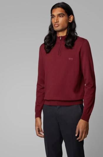 Hugo Boss Zip-neck sweater Mørke Rød | VrGFGqE3