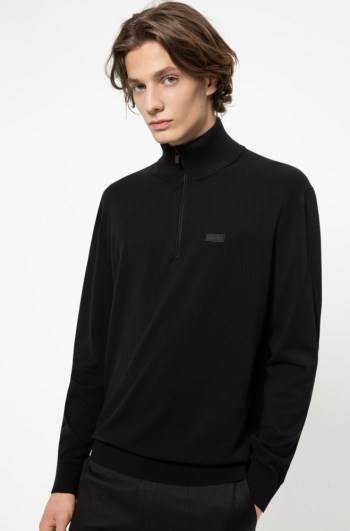 Hugo Boss Zip-neck sweater Svarte | 1etUxtAs