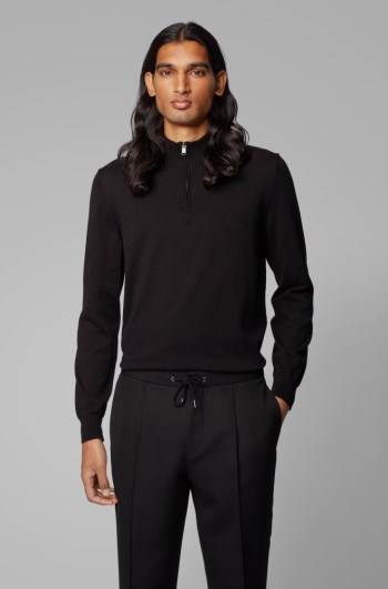 Hugo Boss Zip-neck sweater Svarte | ePupiCfF