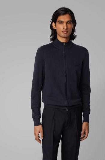 Hugo Boss Zip-through cardigan Mørke Blå | dWHm3cbo