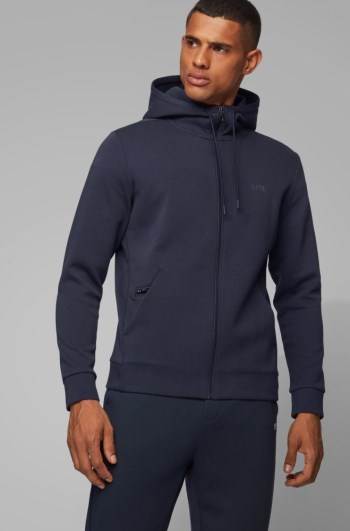 Hugo Boss Zip-through hooded sweatshirt Mørke Blå | 8OHLrLZz