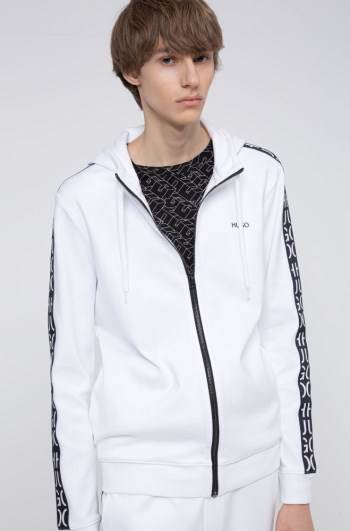 Hugo Boss Zip-through hoodie Hvite | PEZmqpoE