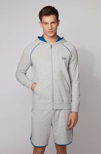 Hugo Boss Zip-through hoodie Lyse Grå | pIZxL3iV