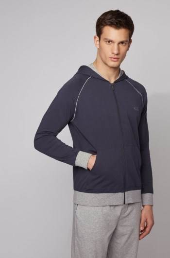 Hugo Boss Zip-through hoodie Mørke Blå | vLLl2GVO