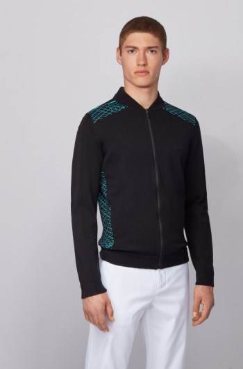 Hugo Boss Zip-through knitted cardigan Svarte | Q319wFo8