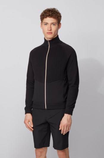 Hugo Boss Zip-through sweater Svarte | arhaCZMn