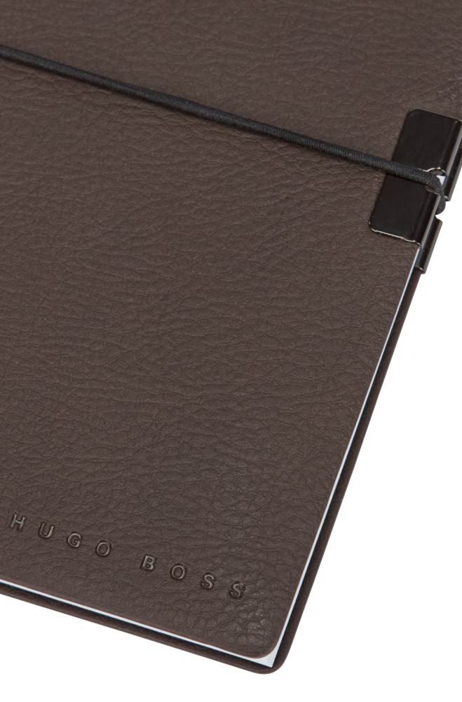 Hugo Boss A6 brown faux-leather notepad Mørke Brune | DJxN6OWJ